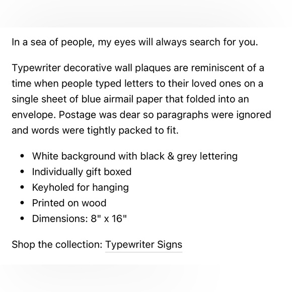 Original “Romance” Typewriter Sign by Cedar Mountain Studios. - Picture 5 of 5